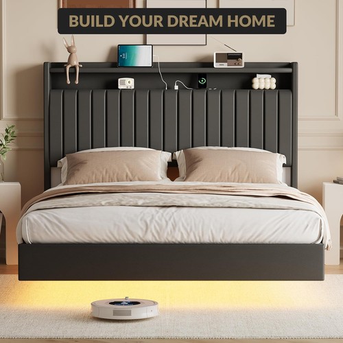 Full floating platform bed - full,