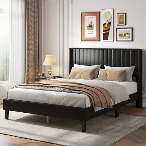 Black faux leather upholstered - faux,