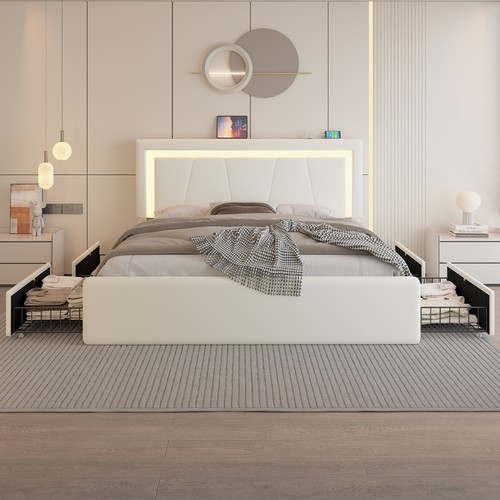 Queen full bed - frame, with
