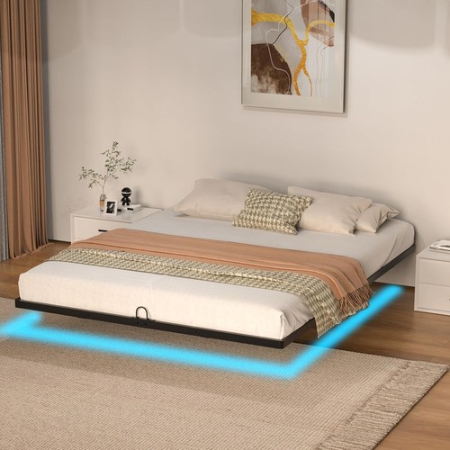 Floating bed frame with led - with,