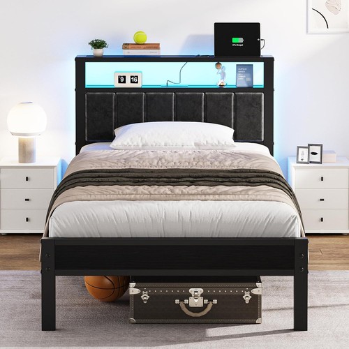 Twin bed frame with - led, lights
